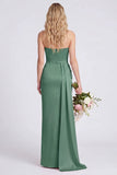 Strapless Mermaid Eucalyptus Bridesmaid Dress with Sash
