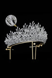 Silver Feather Shaped Zirconia Crown