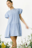 Toby Pleated Baby Doll Dress in Blue