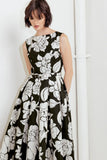 SILENT HEART BLACK FLORAL MIDI DRESS