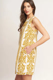 CITY GIRL WITH EDGE YELLOW MINI SHIFT DRESS