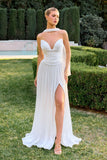 Ingrid Gown Off White Strapless Shimmer Chiffon Dress with Scarf
