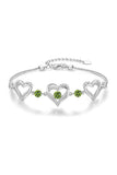 Silver Love Heart Link Birthstone Bracelets