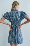 Jenny Floral Mini Dress in Blue