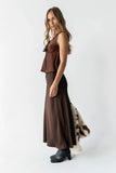 Kendall Satin Top in Brown