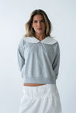 Eddie Collared Sweatshirt in Heather Grey