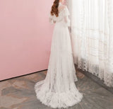 A Line Lace Appliques Illusion Neck Wedding Dresses