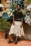 Minerva Tiered Midi Skirt in Taupe