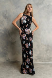 Eden Floral Midi Skirt in Black