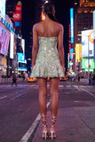 Strapless Bodycon Embroidered Sage Green Homecoming Dress