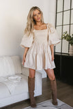 Litzy Mini Dress in Beige FINAL SALE