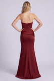 Burgundy Strapless Mermaid Formal Dress