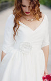 Knee Length Wedding Dress With 3 4 Sleeves