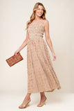 VALHALLA BROWN STRIPED MIDI DRESS