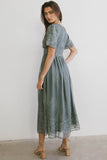 Alora Embroidered Dress in Teal FINAL SALE