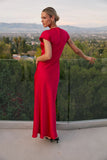 Hannah Satin Maxi Dress in Raspberry