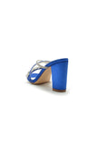 Silver Satin High Heels with Crystal and Metal Embellishments