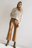 Dolly Striped Knit Cardigan in Olive FINAL SALE