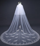Ivory Tulle Lace Cathedral Veil Blusher Veil