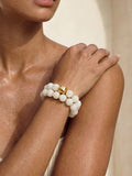 Power Bead Bracelet Stack in Bone