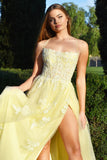 Alisha Gown Yellow Tulle A line Dress With Open Back