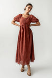 Luca Embroidered Maxi Dress in Dark Berry FINAL SALE
