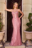RENATA GOWN V NECK BEADED EVENING DRESS