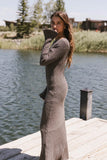 Grove Ribbed Maxi Dress in Charcoal FINAL SALE