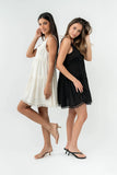 Quinny Lace Trim Mini Dress in Black