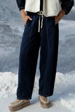 Malinda Mixed Media Baggy Pants in Dark Wash FINAL SALE