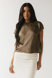 Marvin Satin Blouse in Taupe