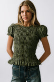 Ruth Smocked Top in Green FINAL SALE