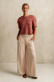 Emery Striped Wide Leg Pants in Taupe FINAL SALE