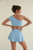 Mia Smoothing One Shoulder Crop Top in Blue