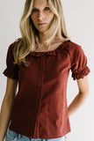 Connie Ruffle Blouse in Rust FINAL SALE