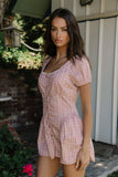 Aislynn Gingham Romper in Red