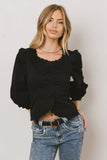 Yara Button Down Top in Black