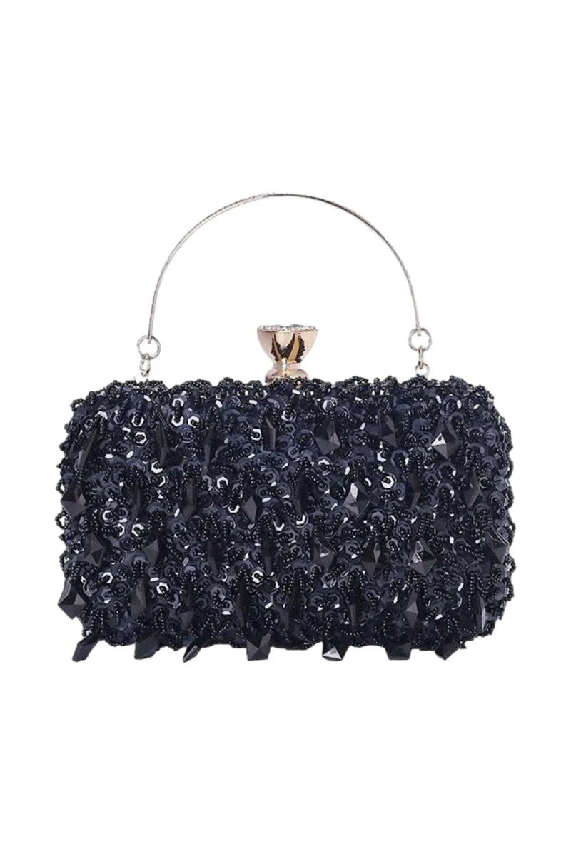 Womens Beaded Sequined Evening Clutch Bags