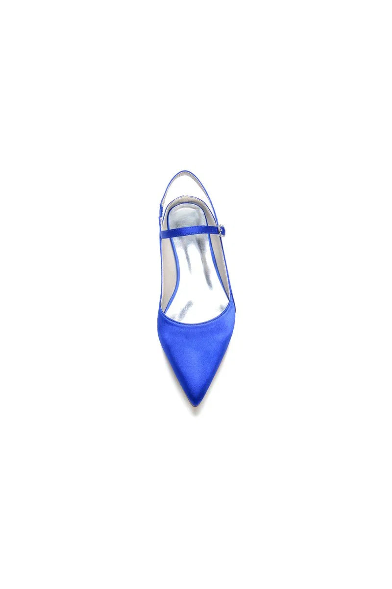 Satin Pointed Toe Buckle Kitten Heels