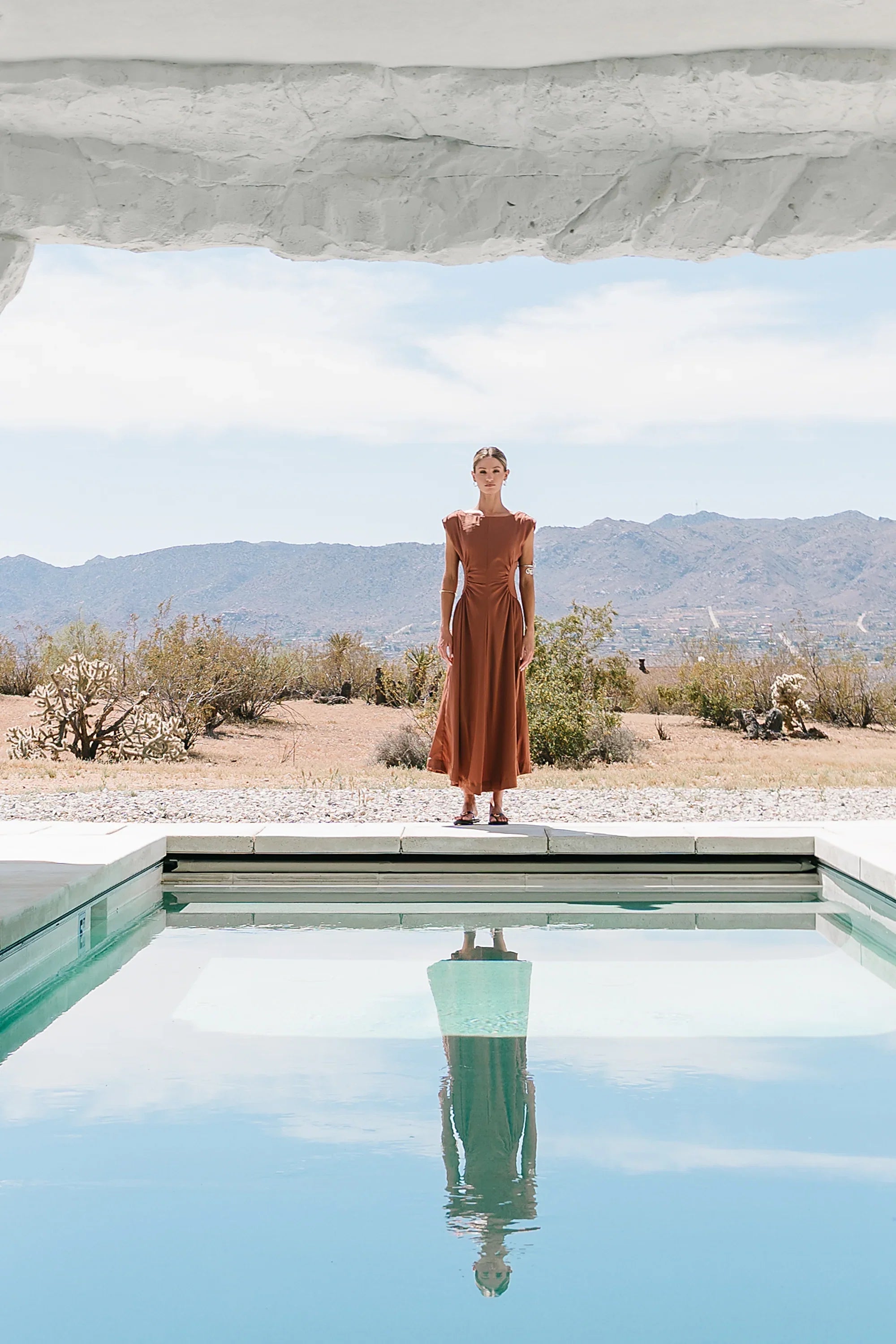 Nora Midi Dress in Terracotta