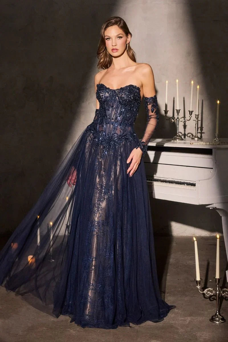 LILITH GOWN A LINE TULLE DRESS WITH GLOVES