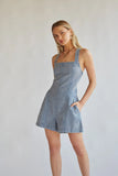 Corey Denim Open Back Romper