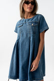 Zalara Denim Baby Doll Dress
