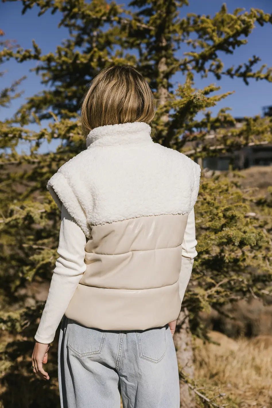 Lets Get Lost Vegan Vest in Cream FINAL SALE