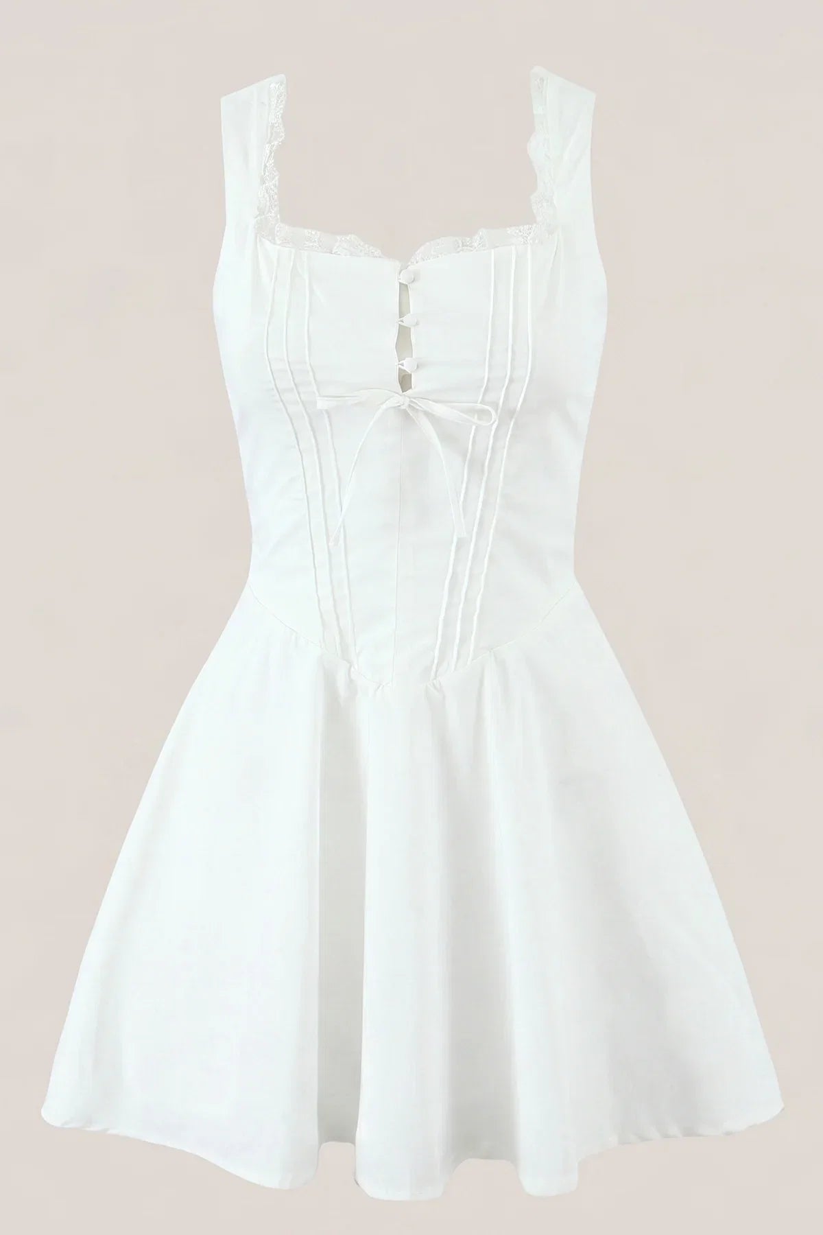 White Cotton Ruffled A Line Mini Dress
