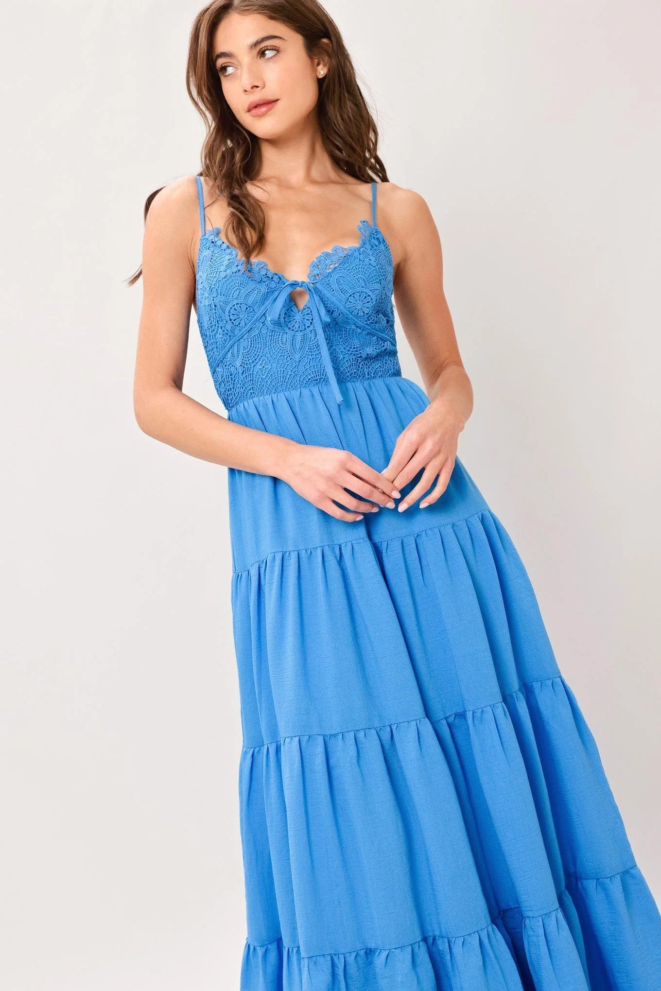 GOLDEN HOUR LACE BODICE MAXI DRESS
