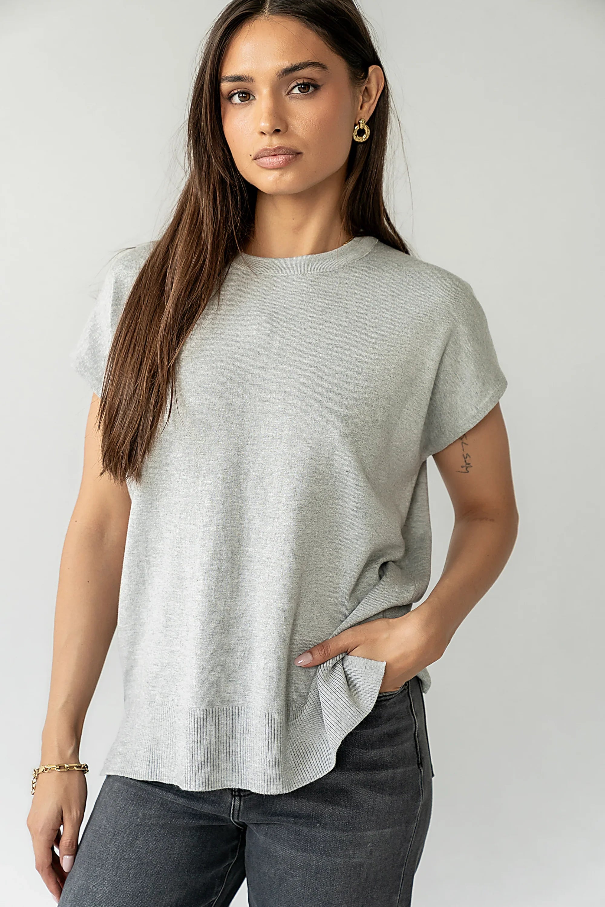 Jensen Knit Top in Grey FINAL SALE