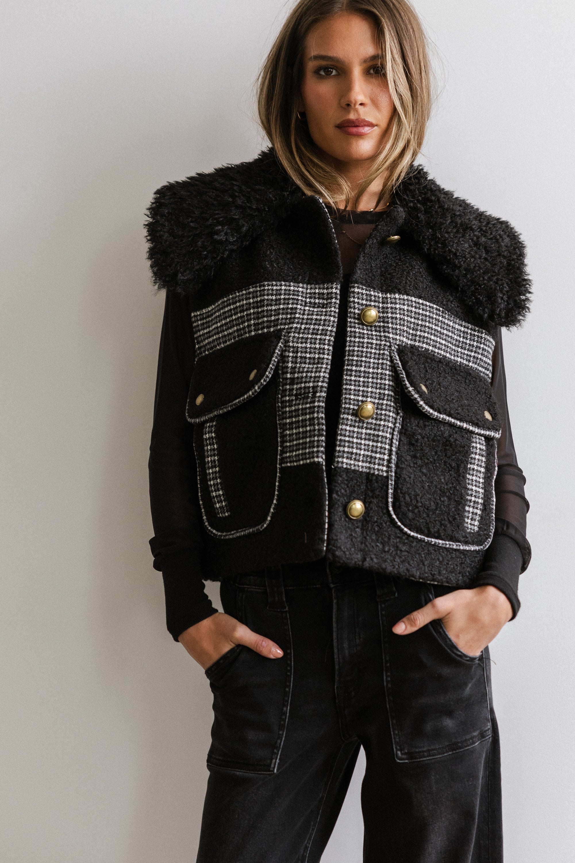 Liv Sherpa Vest in Black FINAL SALE