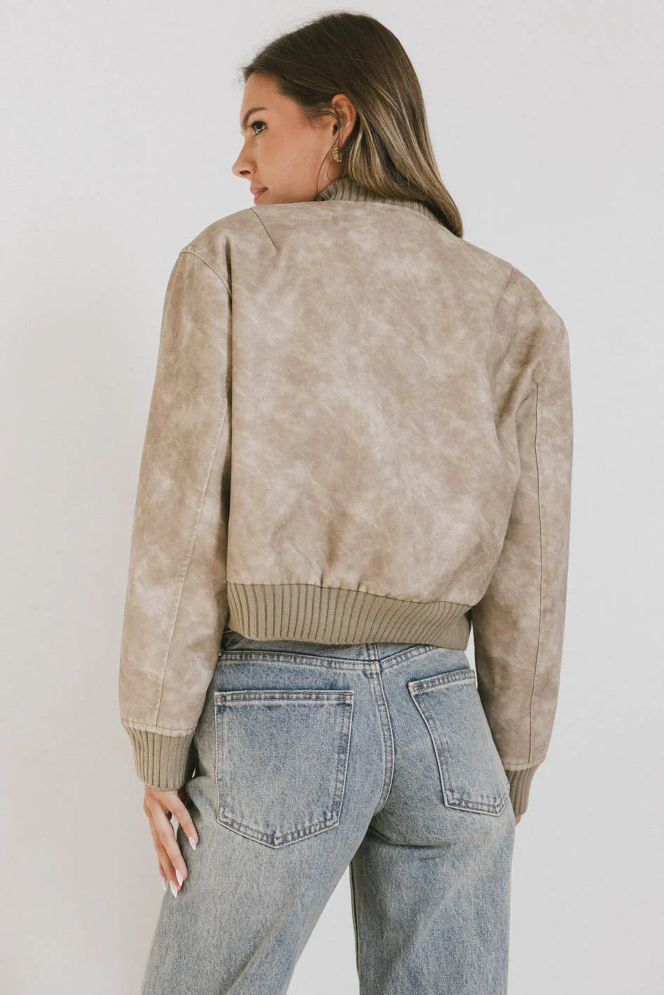 Clarissa Bomber Jacket in Tan FINAL SALE