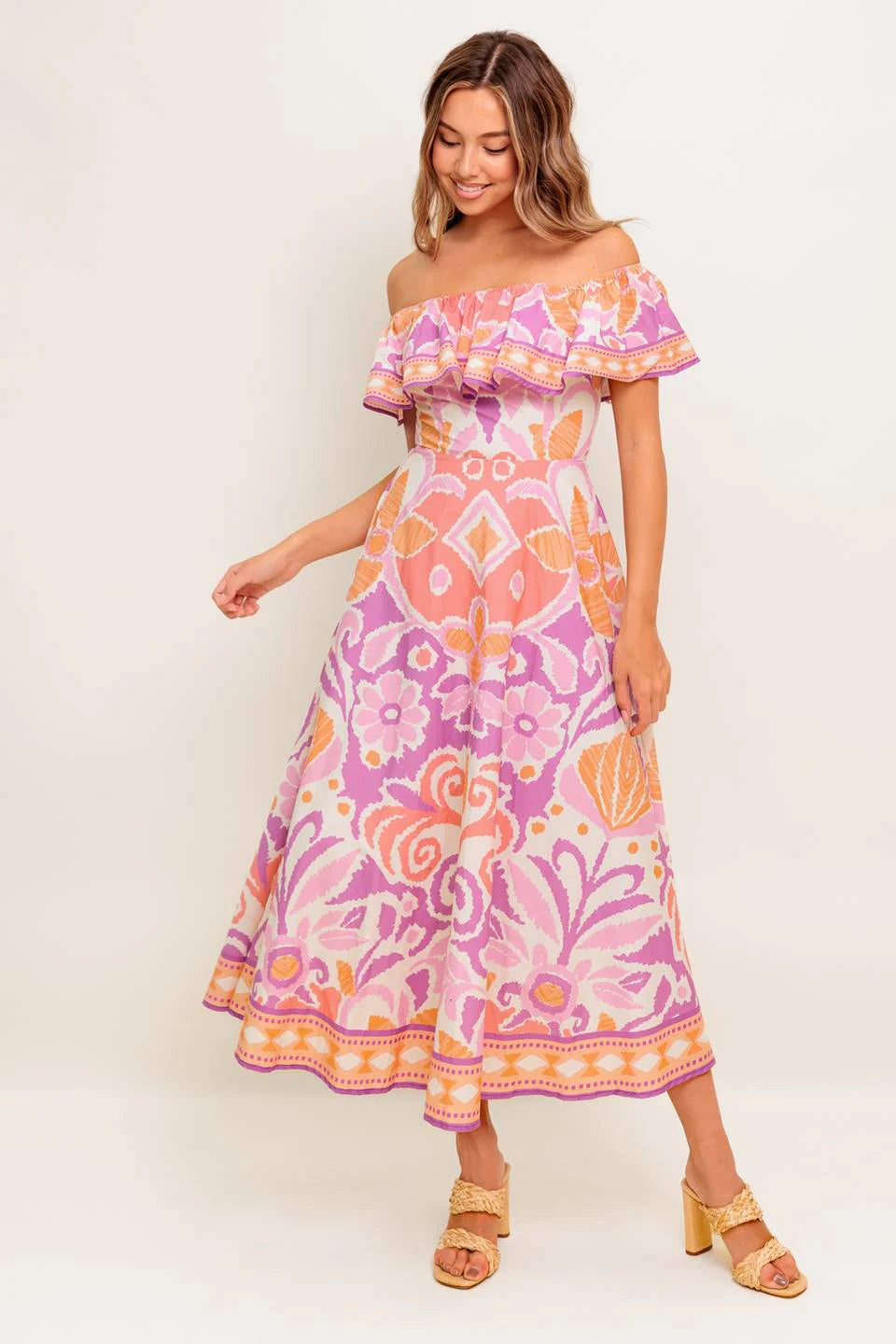 LILAH LAVENDER MIDI DRESS